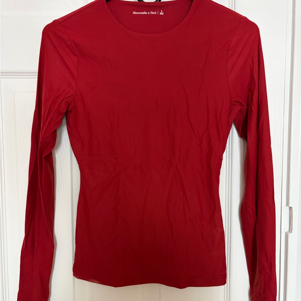 Abercrombie & Fitch Bold Red Long Sleeve Tee